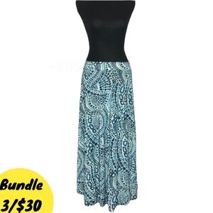 Emily Stacy Skirt Blue Turquoise Aqua Elastic Waistband Skirt Size Medium NWT